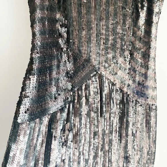 PArker All Sequin Black Brown Flapper Style Mini Dress M - Picture 6 of 10